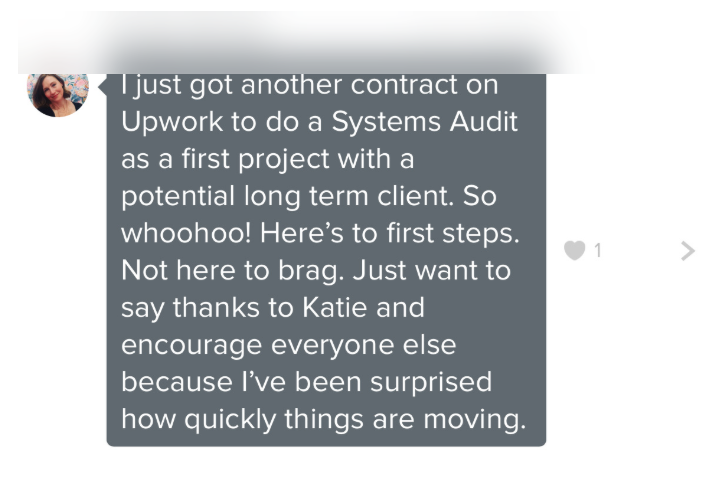 Student message: another Upwork contract for a Systems Audit
